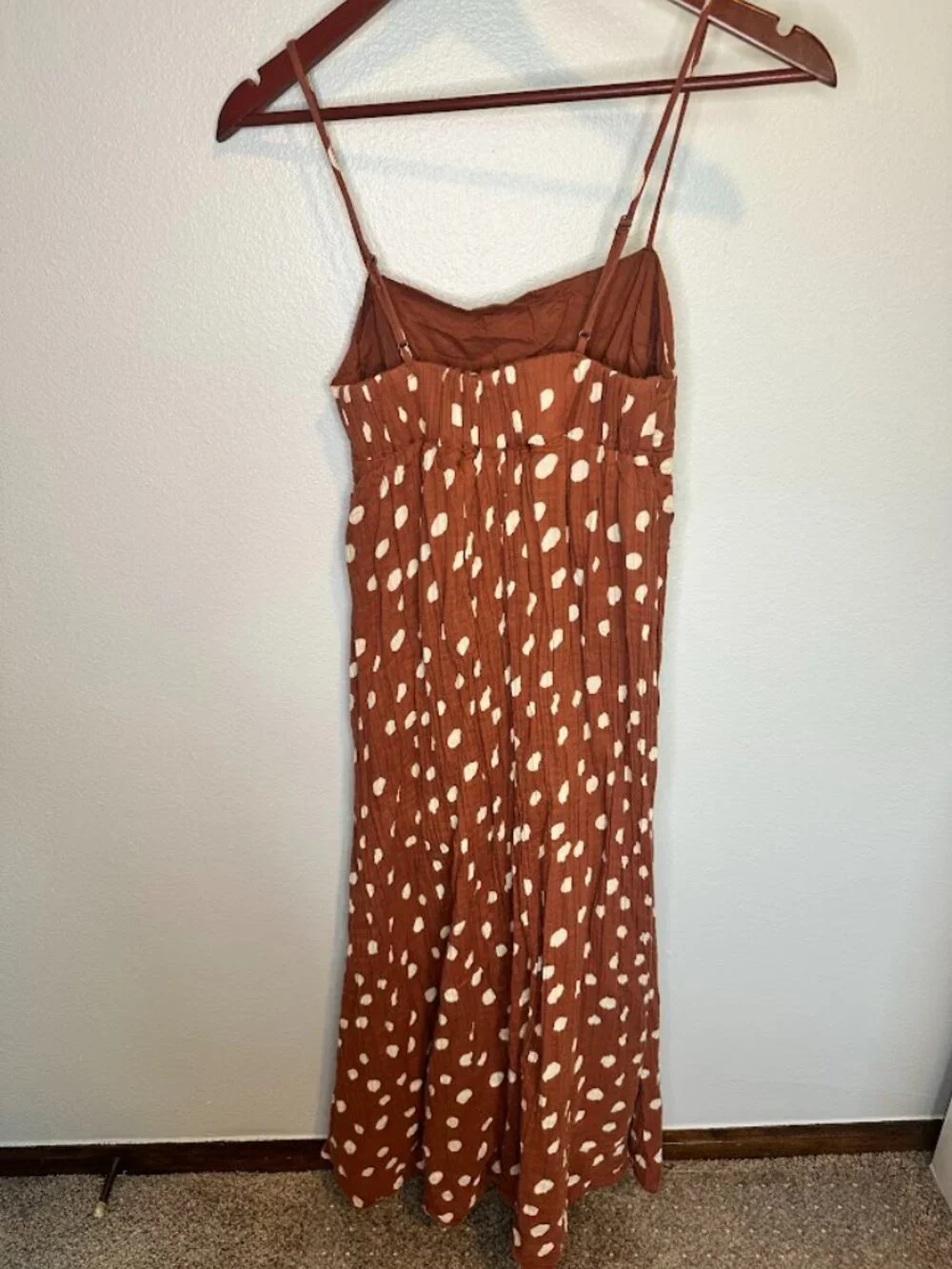 Abercrombie & Fitch 100% Cotton Polka Dot Spaghetti Strap Maxi Dress XSP